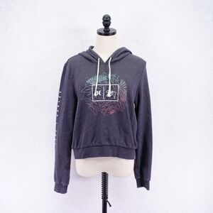 Hurley -Medium- Gray‎ Hooded Long Sleeve Pullover Sweater Floral